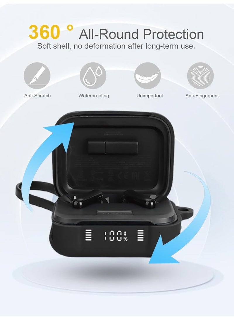 Protective Case Compatible with Soundcore P41i by Silicone Case for Soundcore P41i by  Portable Scratch Case with Carabiner (Black) - Image 3